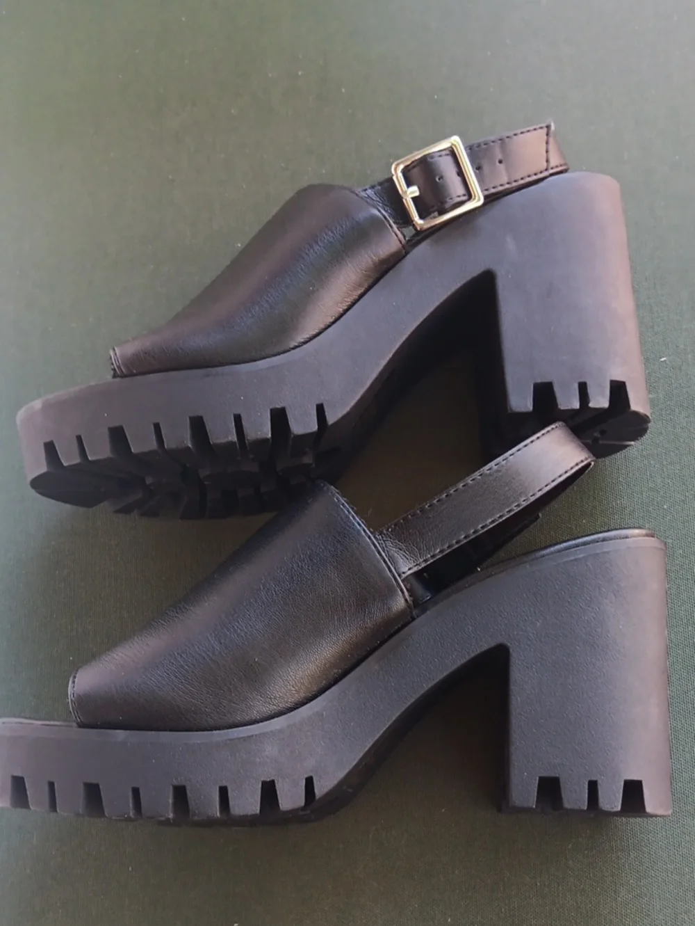 Soda. Black Chunky Platform Slingback Sandal -  Women's. Vegan.